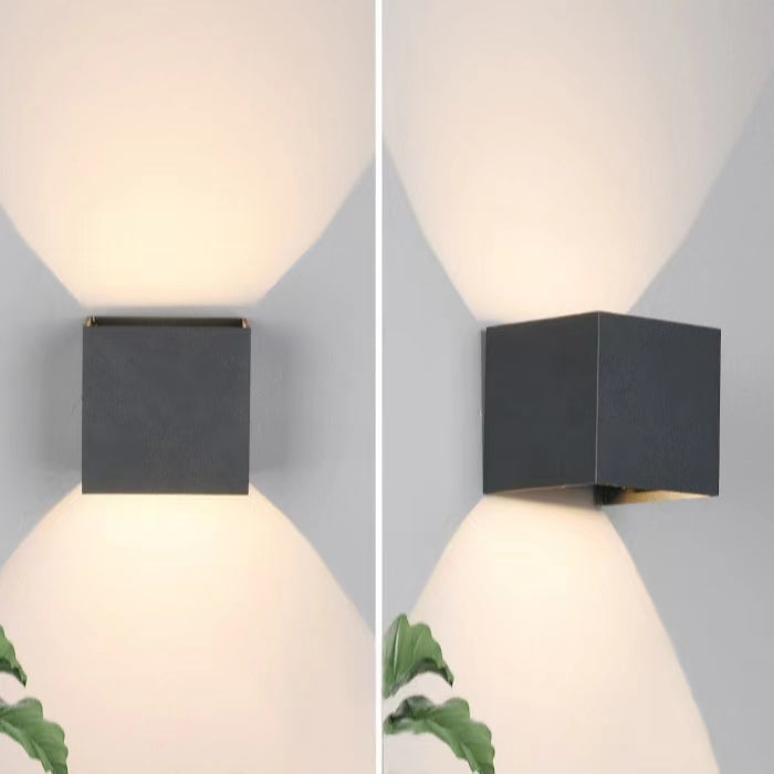 Modern Waterproof Cube Black Wall Light