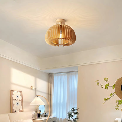 Modern Wooden Pumpkin Ceiling Light