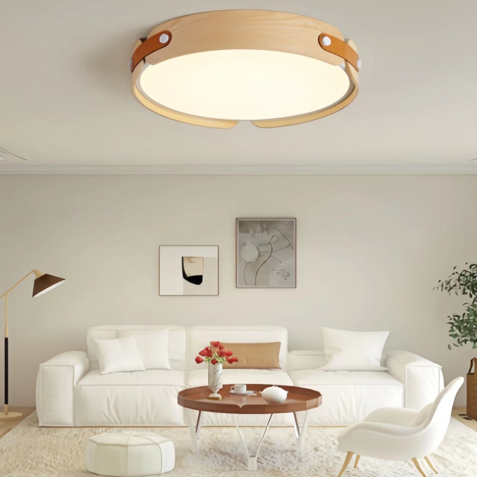 Natural Wooden LED Bedroom Ceiling Light