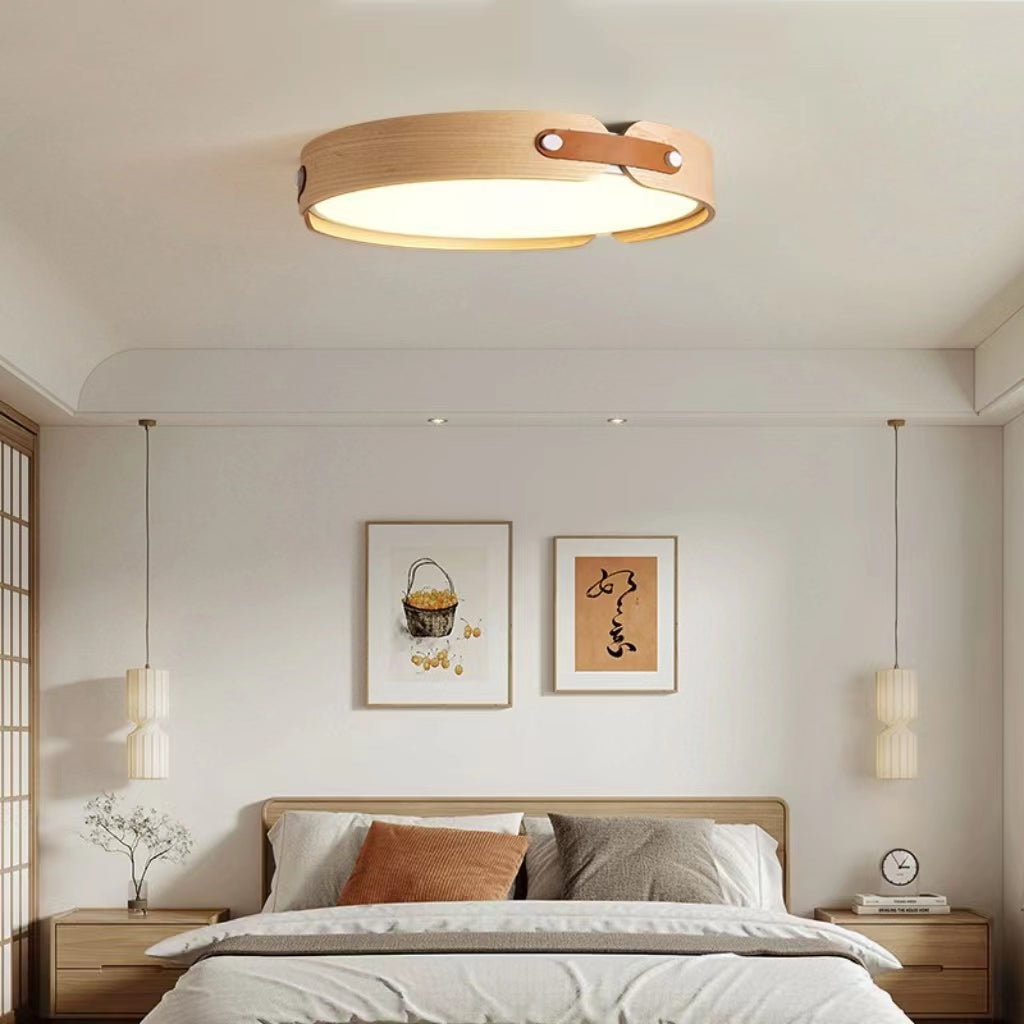 Natural Wooden LED Bedroom Ceiling Light