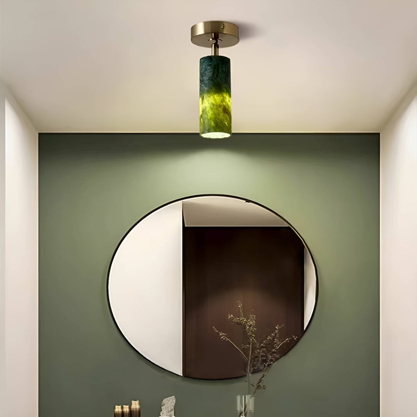 Natural Jade Vintage Dark Green Ceiling Light