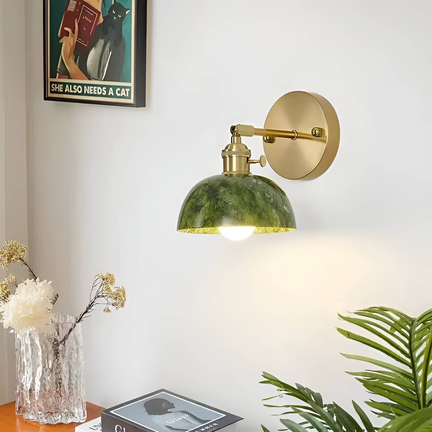 Applique murale vintage en jade naturel vert foncé