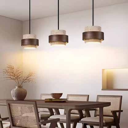 Natural Stone and Wood Vintage Farmhouse Pendant Light