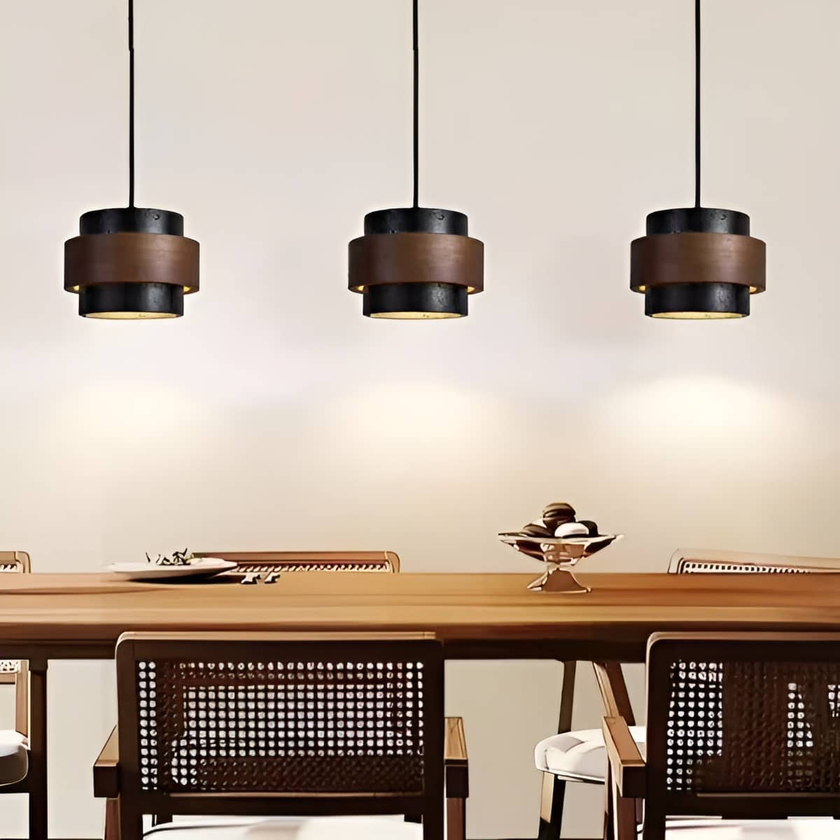 Natural Stone and Wood Vintage Farmhouse Pendant Light