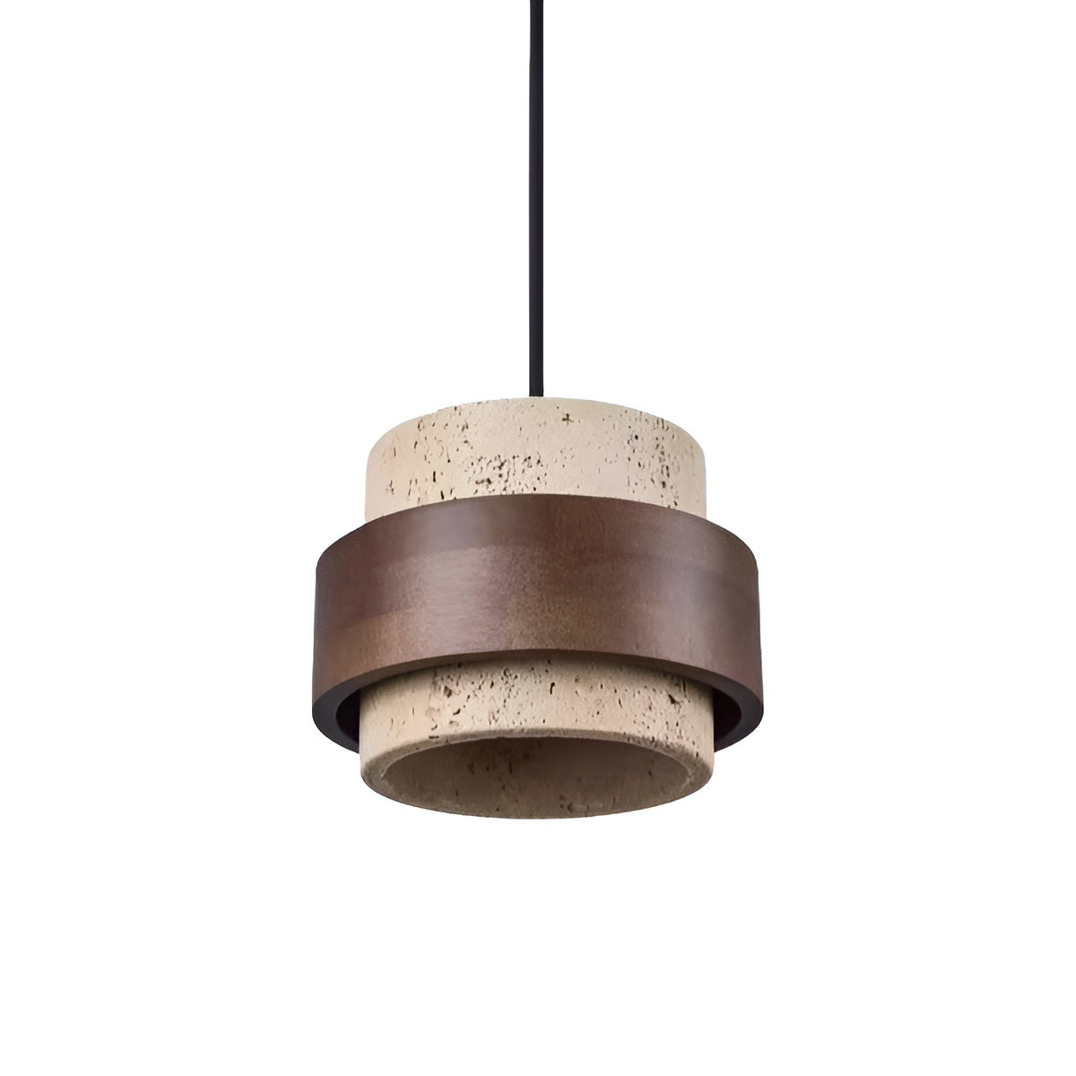 Natural Stone and Wood Vintage Farmhouse Pendant Light