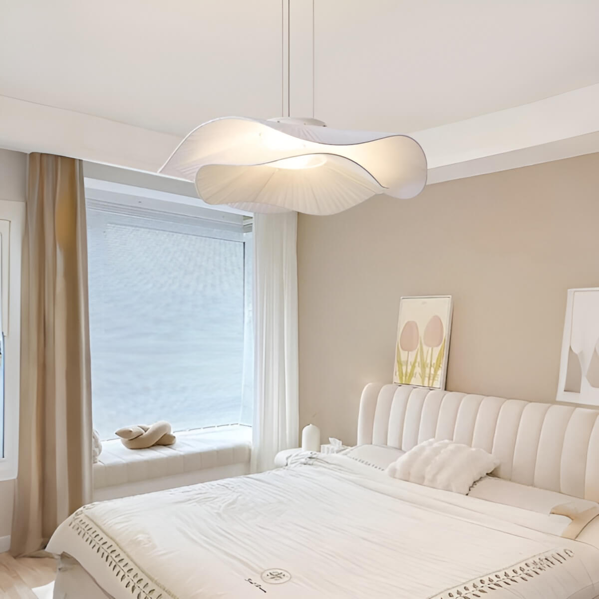 Nordic Fabric Lotus Flower Pendant Light
