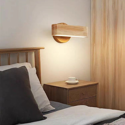 Nordic Rotatable LED Wooden Wall Lamp