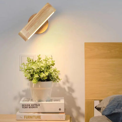 Nordic Rotatable LED Wooden Wall Lamp