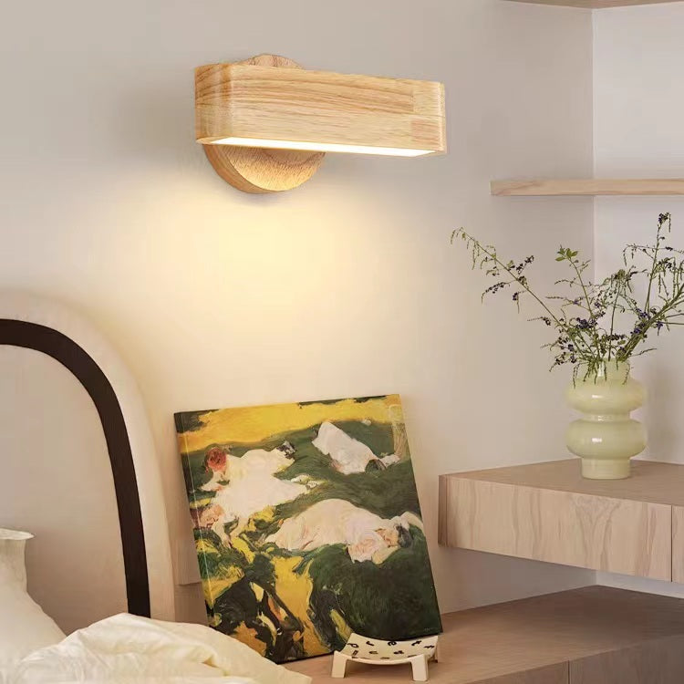 Nordic Rotatable LED Wooden Wall Lamp