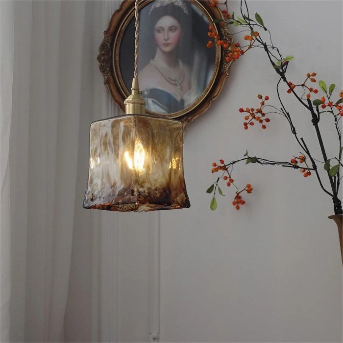 Nordic Vintage Brass Glass Pendant Lamp