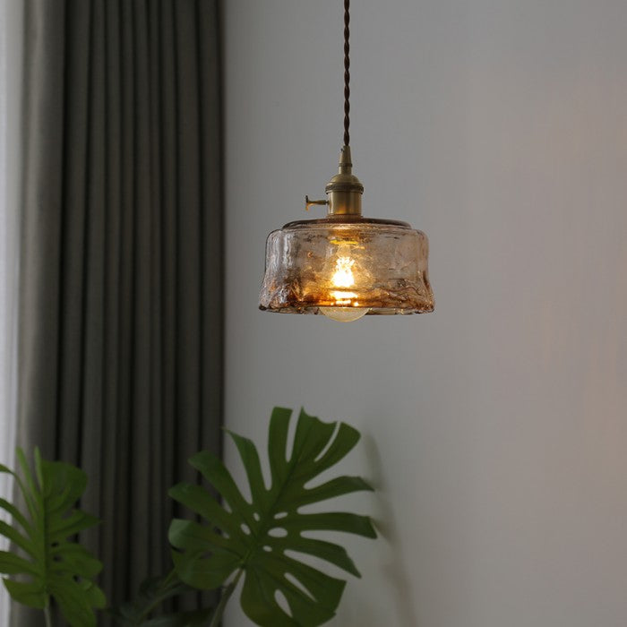 Nordic Vintage Brass Glass Pendant Lamp