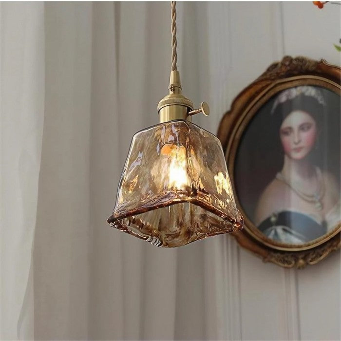 Nordic Vintage Brass Glass Pendant Lamp