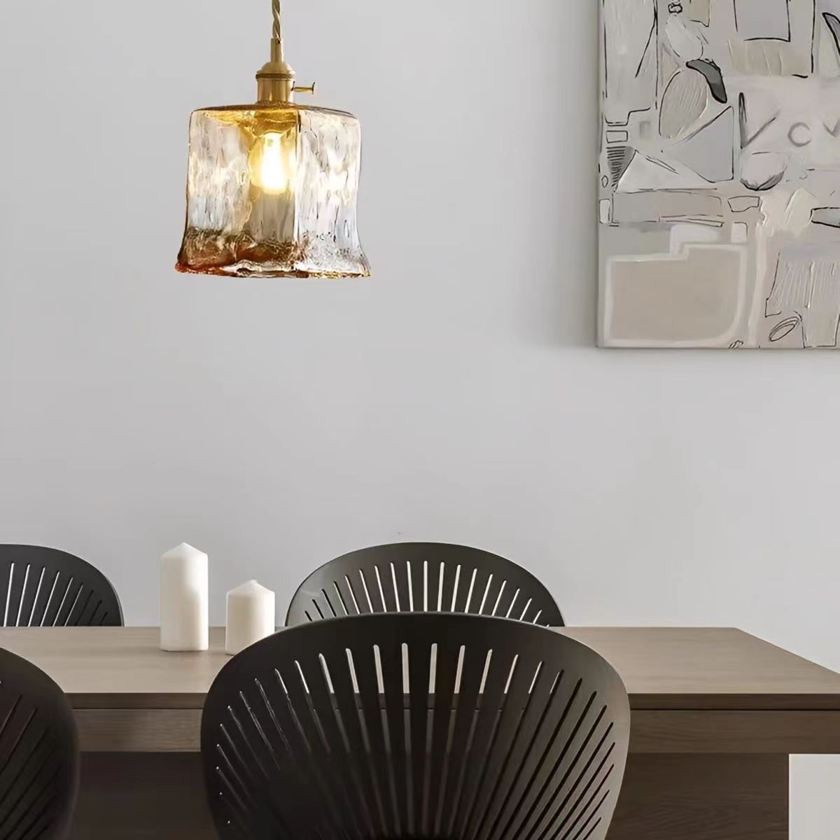 Nordic Vintage Brass Glass Pendant Lamp