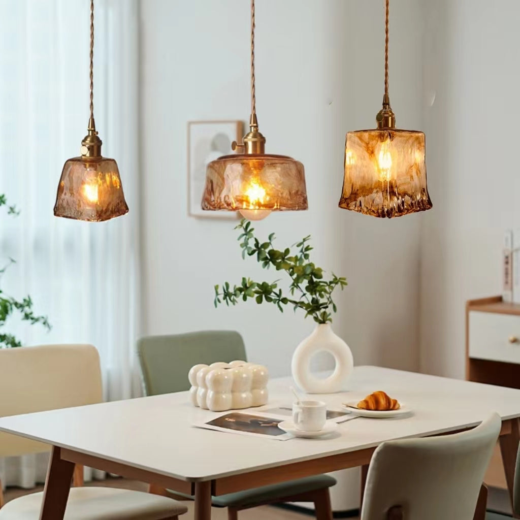 Nordic Vintage Brass Glass Pendant Lamp