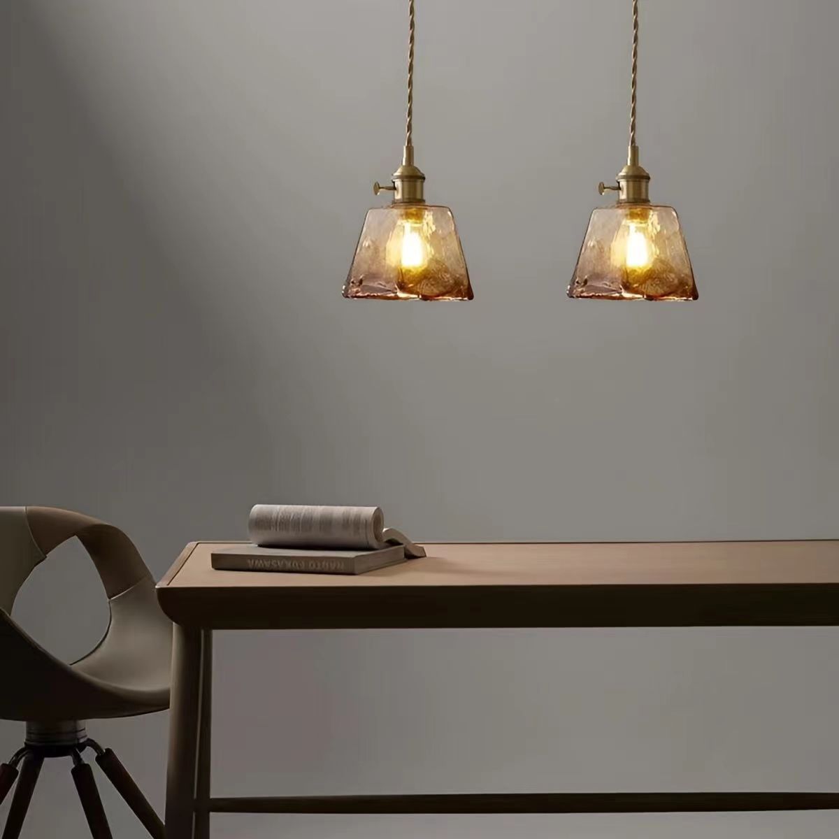 Nordic Vintage Brass Glass Pendant Lamp