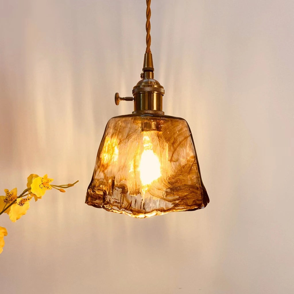 Nordic Vintage Brass Glass Pendant Lamp