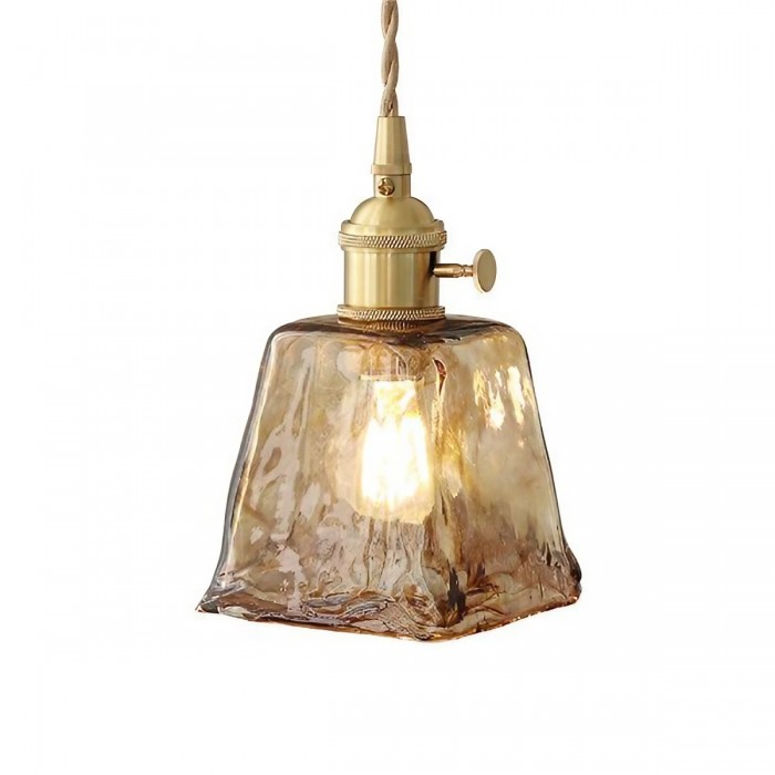 Nordic Vintage Brass Glass Pendant Lamp