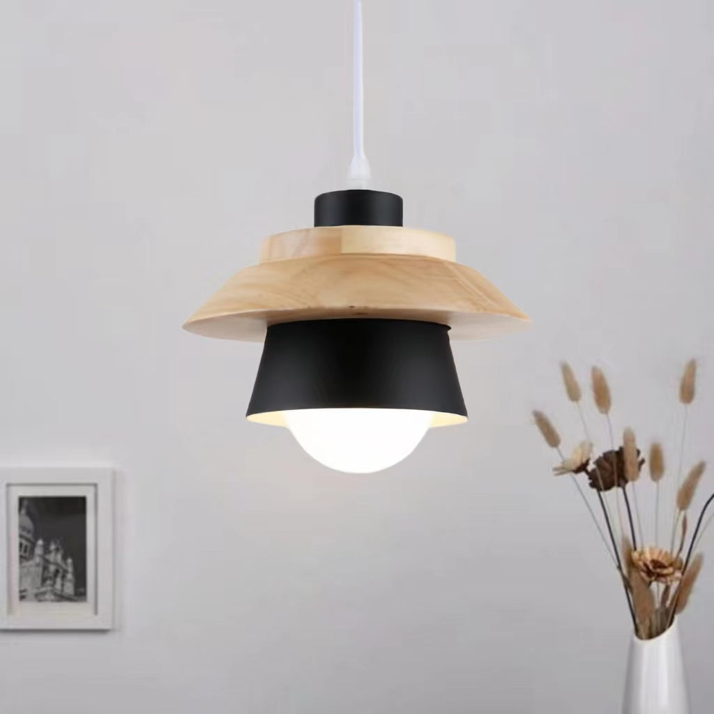 Nordic Macaron Metal Wooden Pendant Lamp