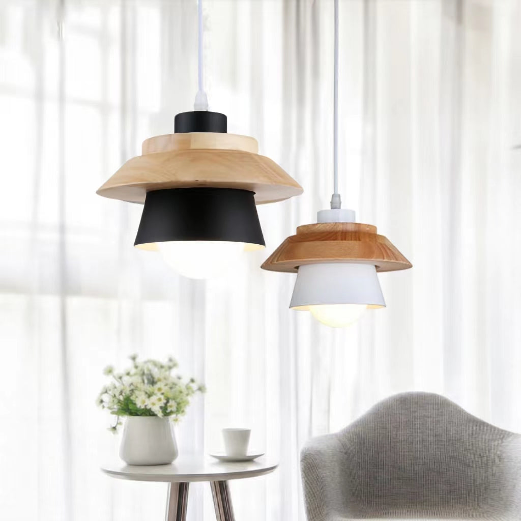 Nordic Macaron Metal Wooden Pendant Lamp