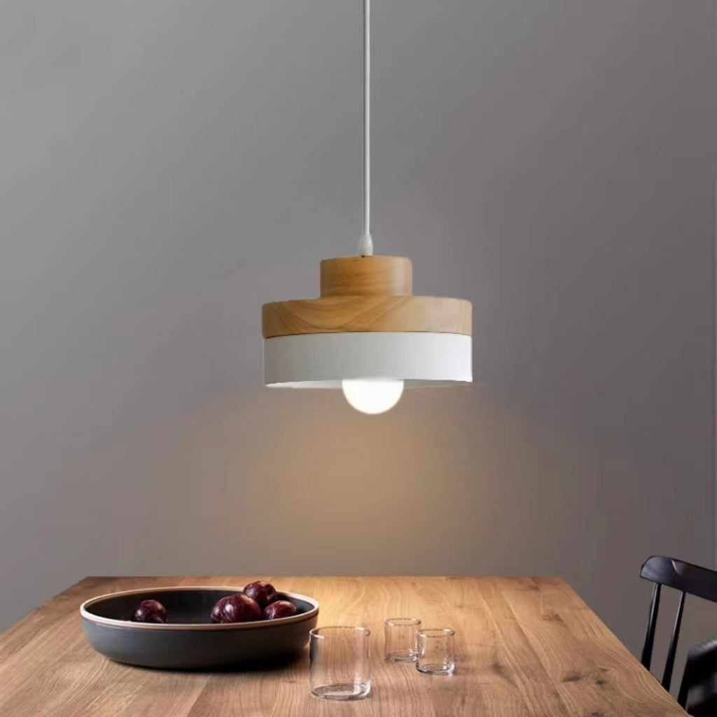 Nordic Minimalist Round Wooden Pendant Lamp