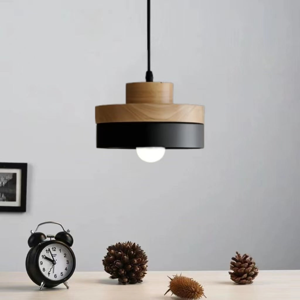 Nordic Minimalist Round Wooden Pendant Lamp