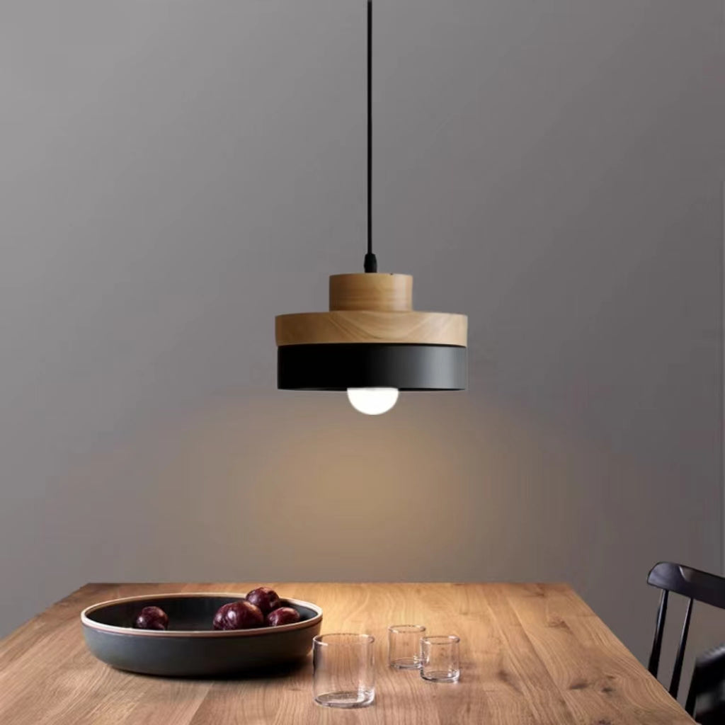 Nordic Minimalist Round Wooden Pendant Light