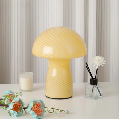Nordic Cream Stripe Mushroom Table Lamp