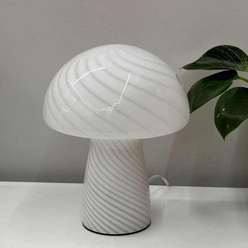 Nordic Cream Stripe Mushroom Table Lamp