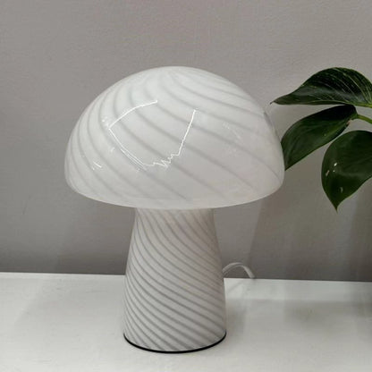 Nordic Cream Stripe Mushroom Table Lamp