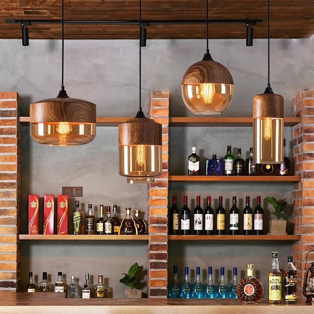 Nordic Industrial Amber Glass Pendant Light