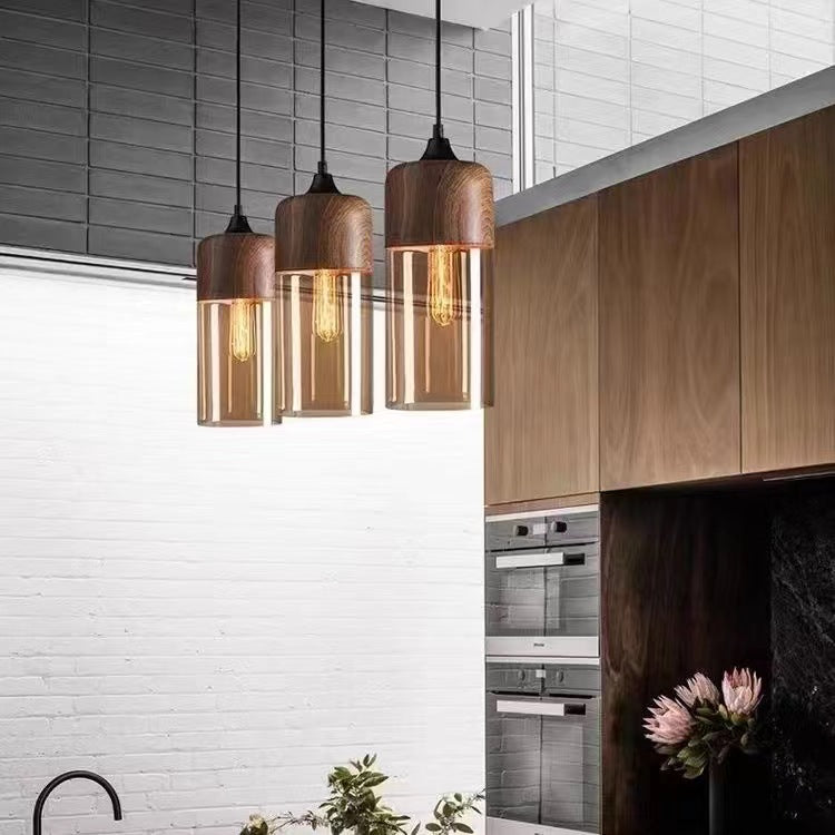 Nordic Industrial Amber Glass Pendant Light