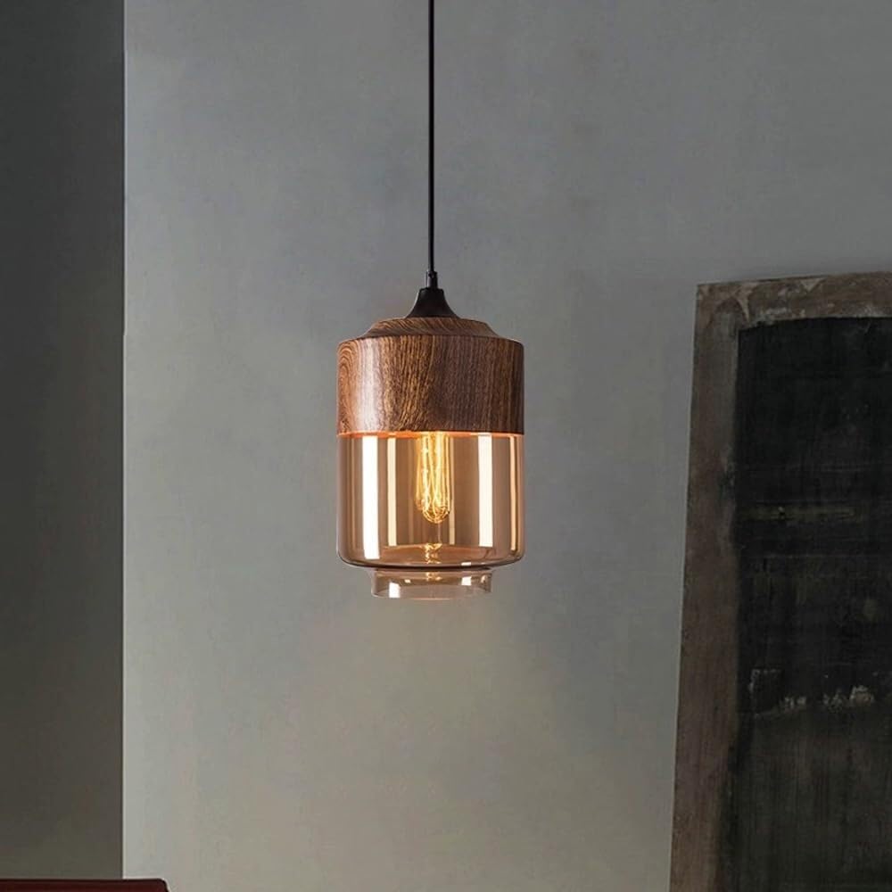 Nordic Industrial Amber Glass Pendant Light