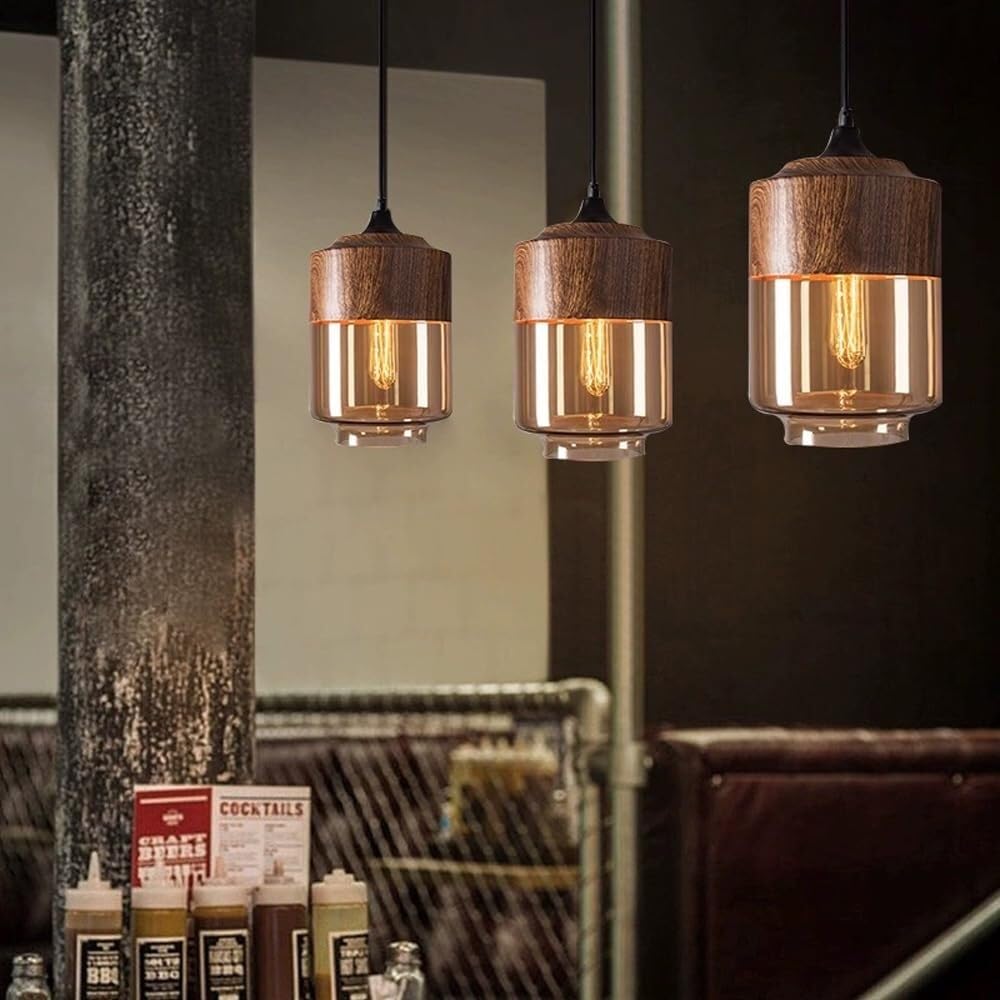 Nordic Industrial Amber Glass Pendant Lamp