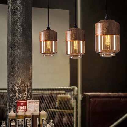Nordic Industrial Amber Glass Pendant Lamp