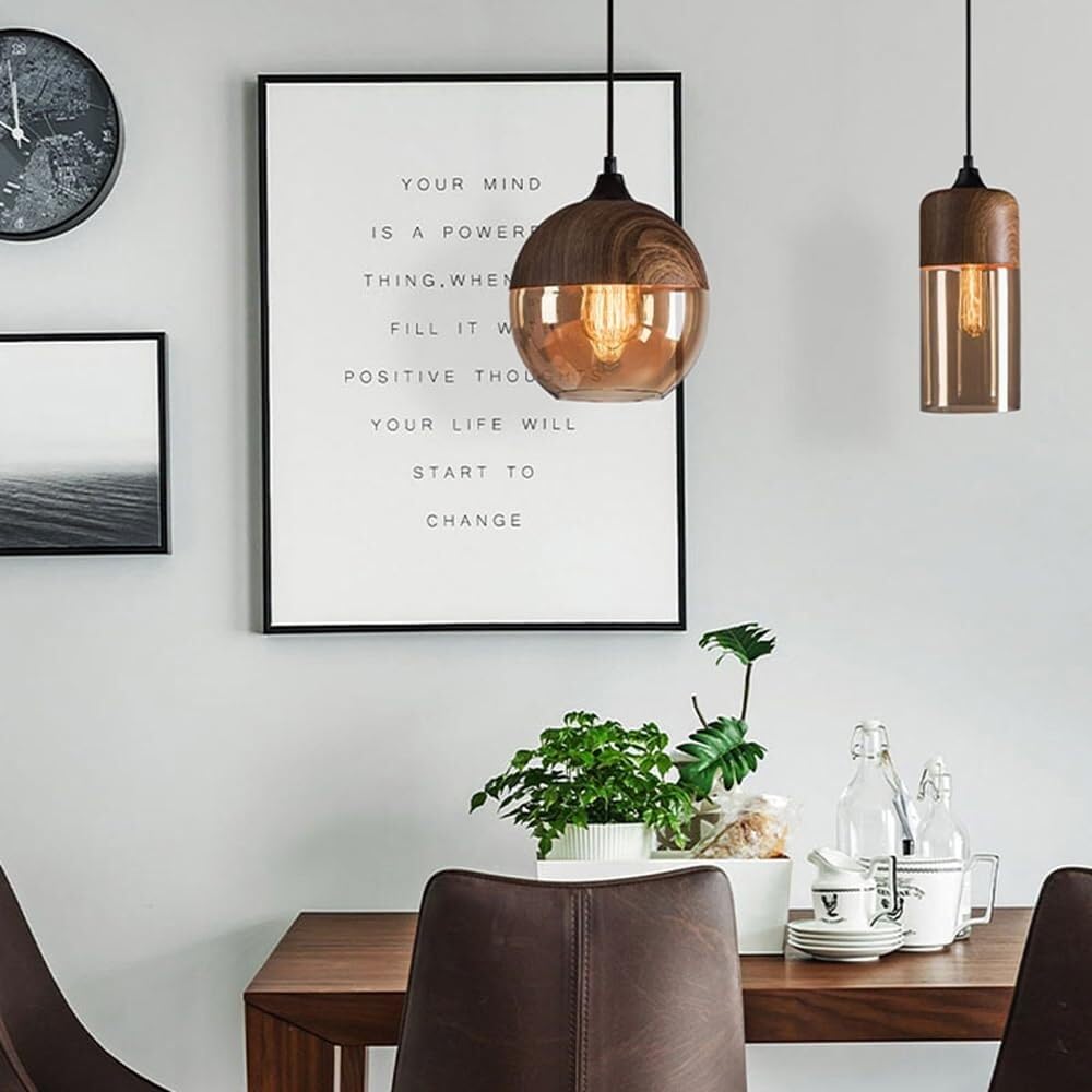 Nordic Industrial Amber Glass Pendant Light