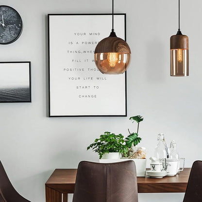Nordic Industrial Amber Glass Pendant Light
