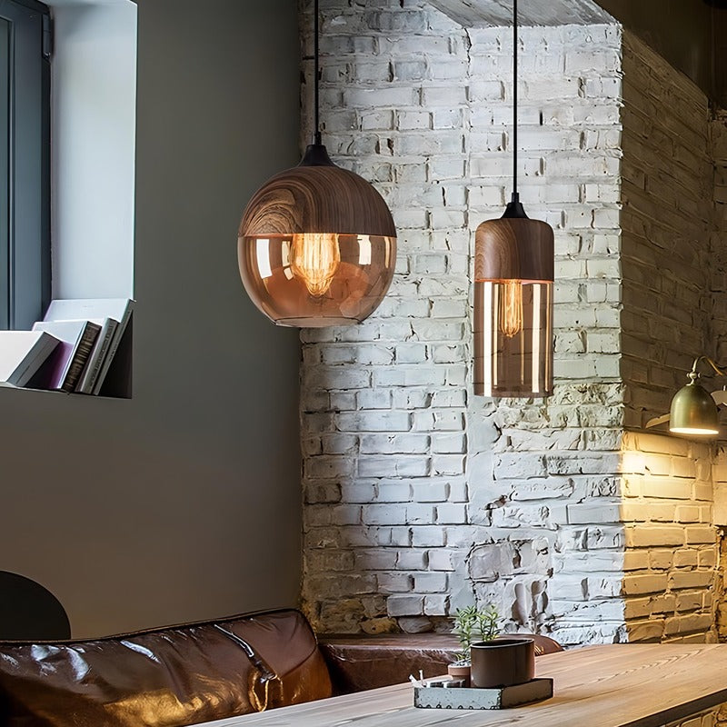 Nordic Industrial Amber Glass Pendant Light
