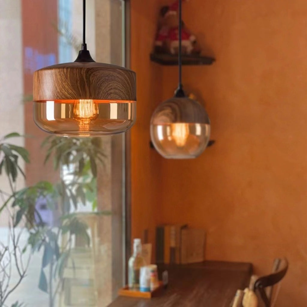 Nordic Industrial Amber Glass Pendant Light