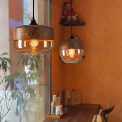 Nordic Industrial Amber Glass Pendant Light