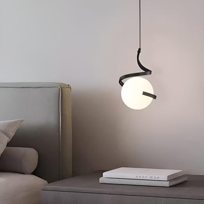 Nordic Spiral Small Pendant Light with White Glass Globe