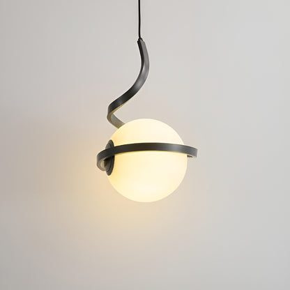 Nordic Spiral Small Pendant Light with White Glass Globe