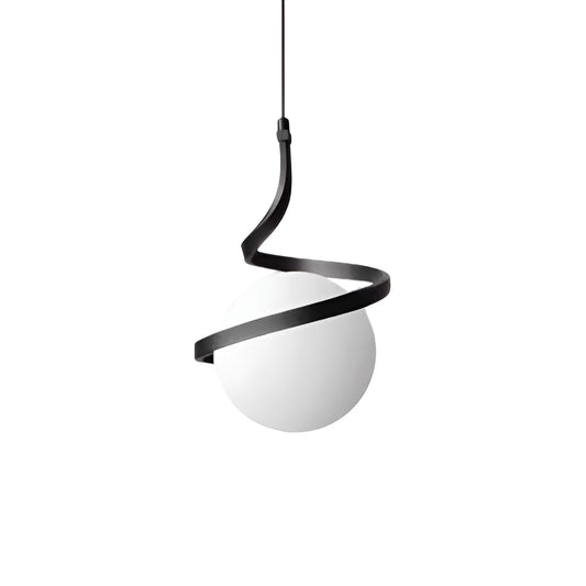 Nordic Spiral Small Pendant Light with White Glass Globe