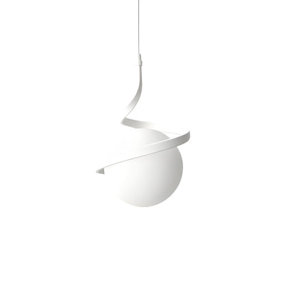 Nordic Spiral Small Pendant Light with White Glass Globe