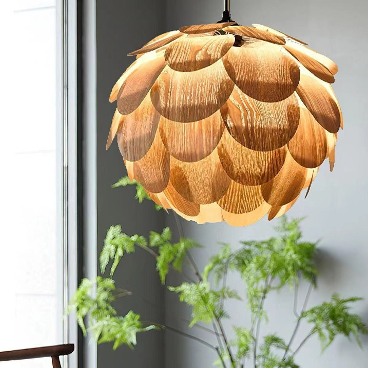 Pastoral Pinecone Wooden Creative Pendant Light