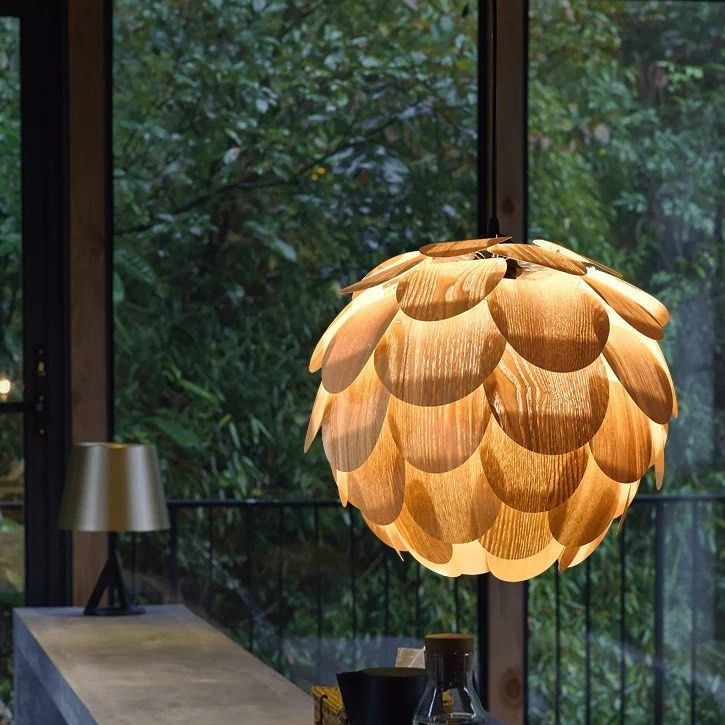 Pastoral Pinecone Wooden Creative Pendant Light