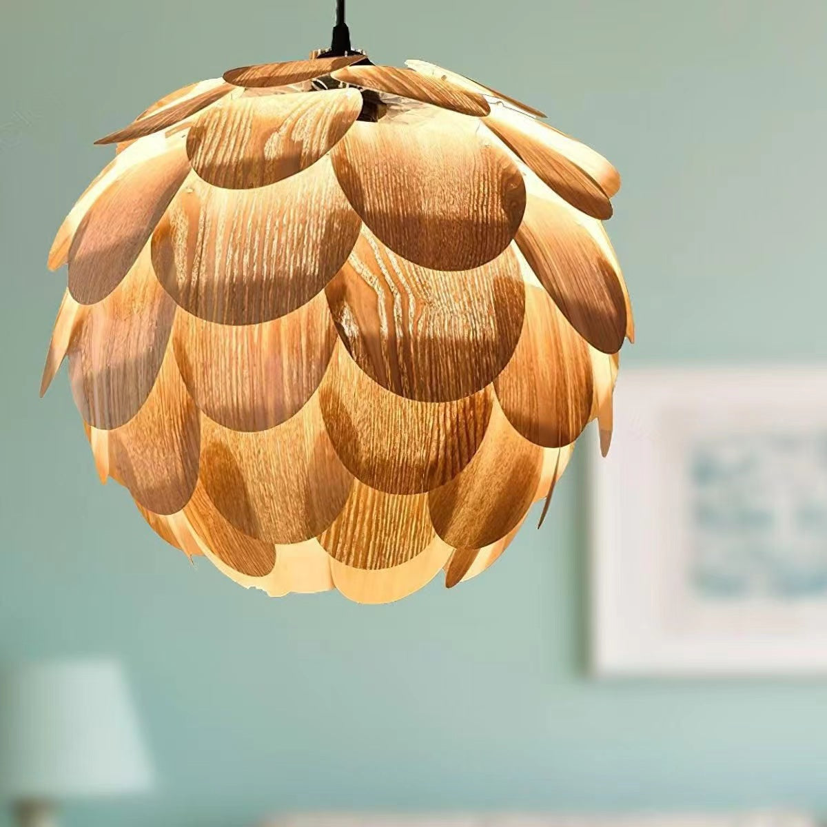 Pastoral Pinecone Wooden Creative Pendant Light