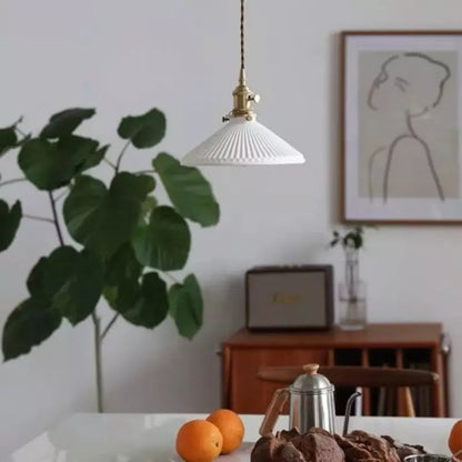 Vintage White Ceramic Pendant Light