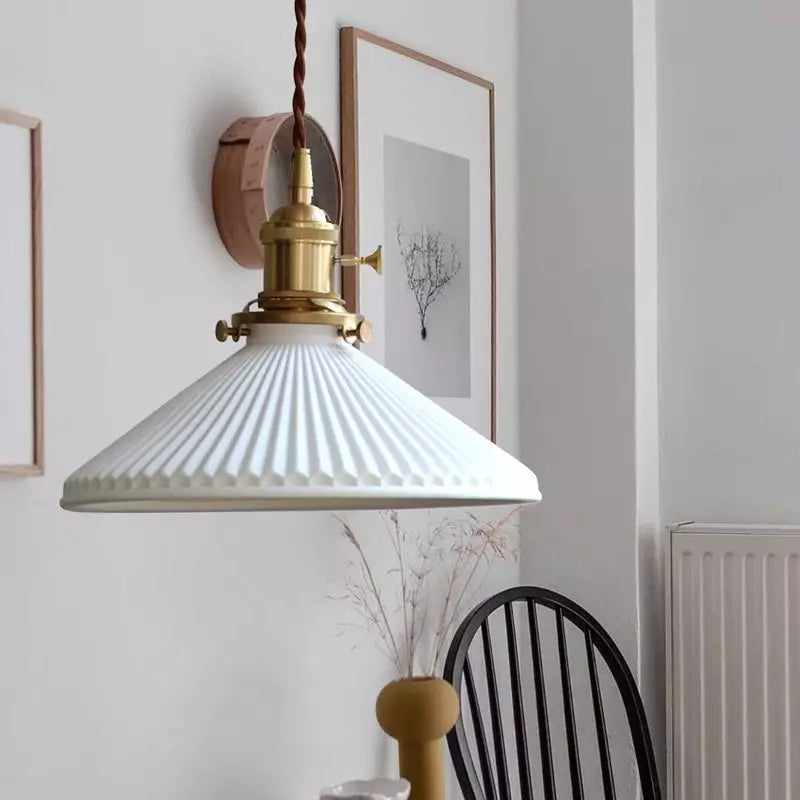 Vintage White Ceramic Pendant Light