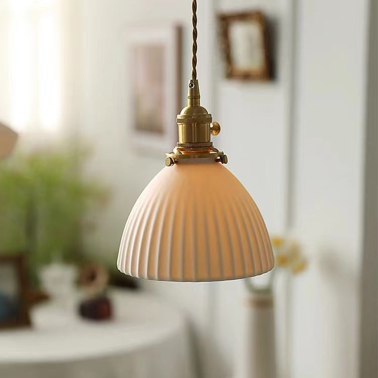 Vintage White Ceramic Pendant Light