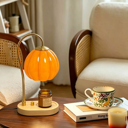 Pumpkin Glass Candle Warmer Lamp - Decorative Table Lamp for Home